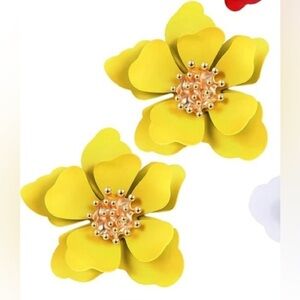 Flower yellow earrings studded Boho